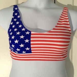 Red, white and blue sports bra or bikini top